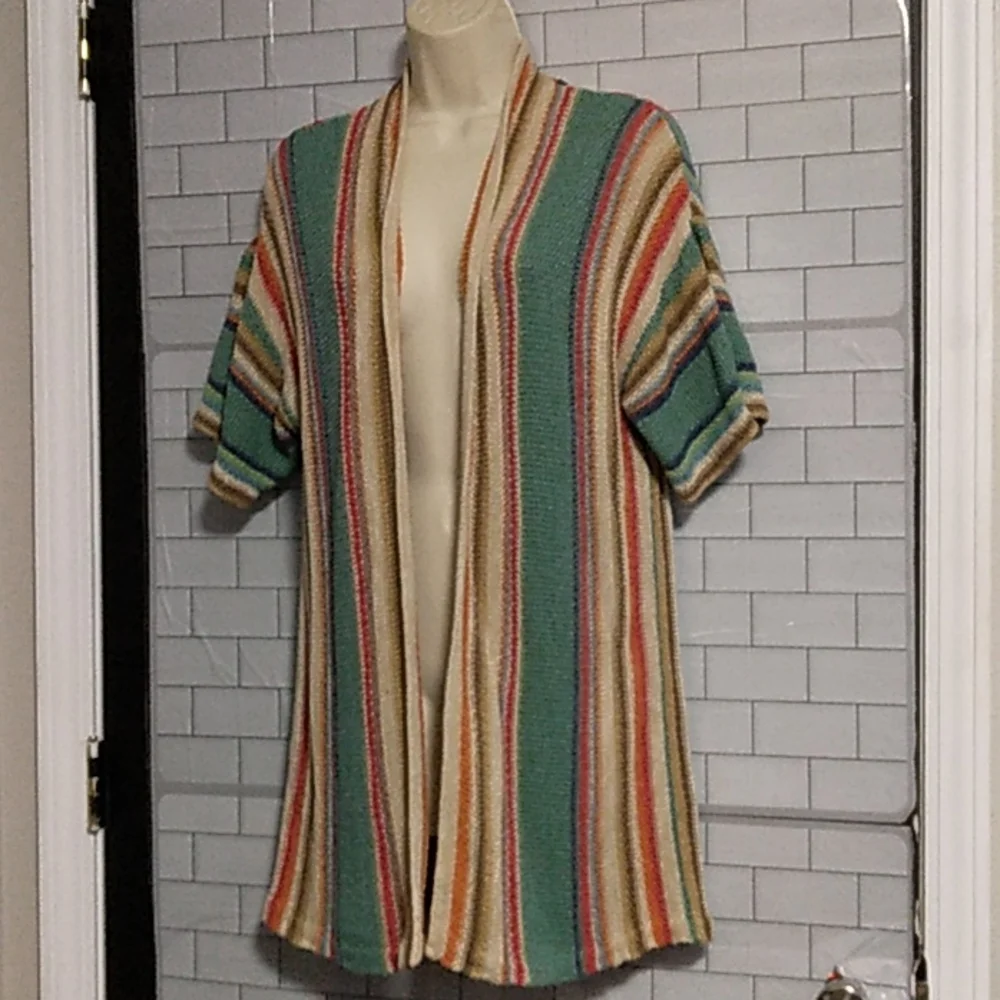 Lauren Ralph Lauren striped Kimono cardigan size petite Medium - Picture 3 of 8